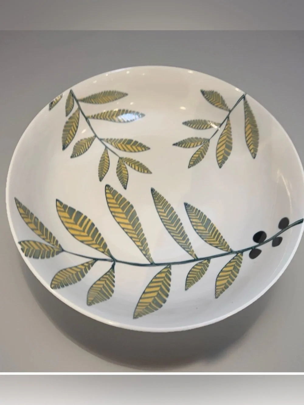 West Elm Collectors Edition Sam Kalda Botanical Olive Branch 14” Serving Bowl